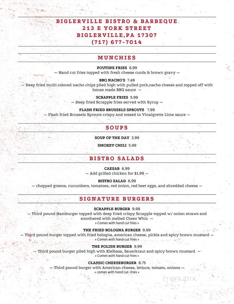 Biglerville Bistro & Barbecue - Biglerville, PA menu_pic