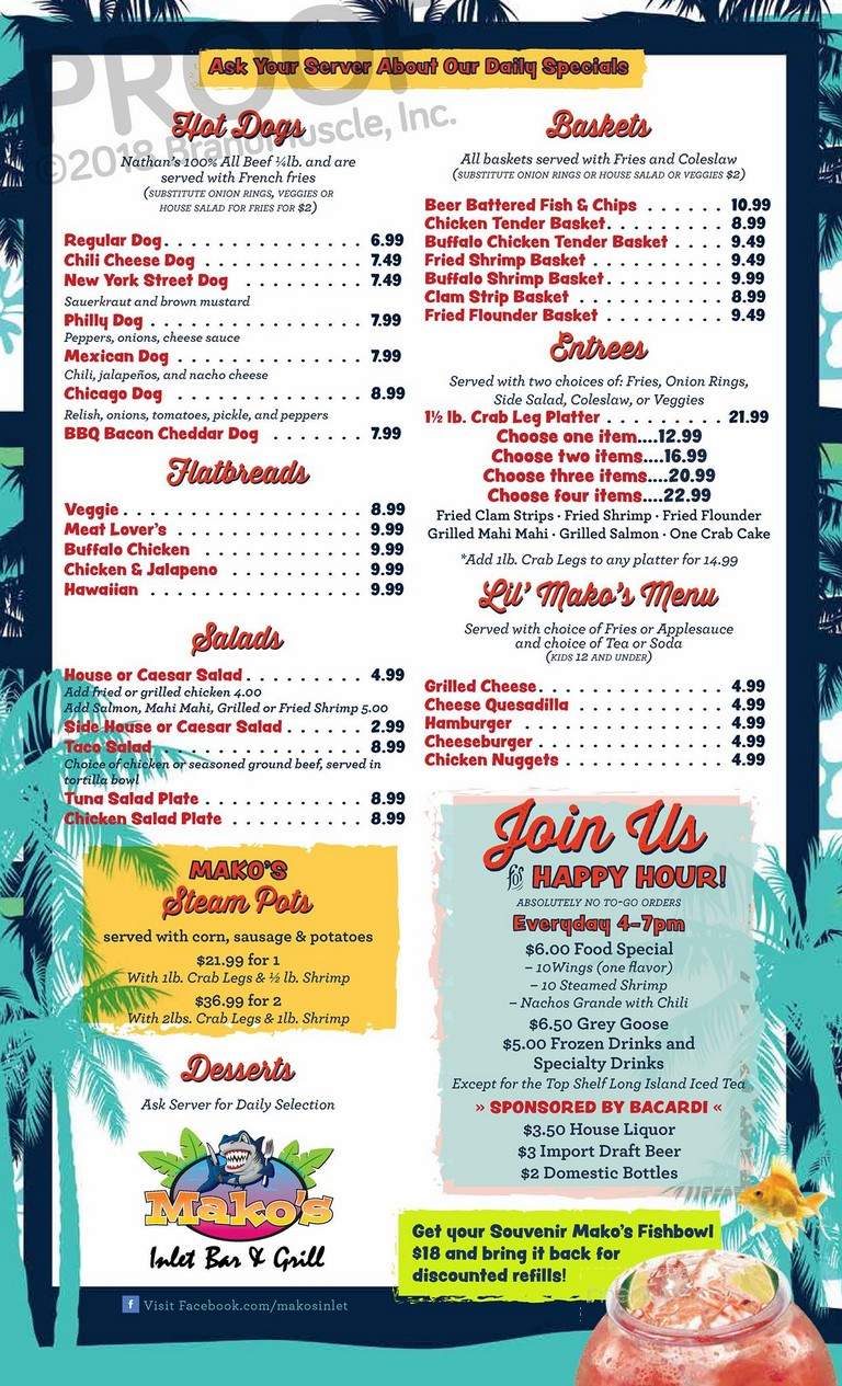 Mako's Inlet Bar and Grill - Murrells Inlet, SC menu_pic