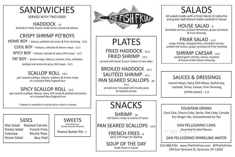 The Fish Friar - Syracuse, NY menu_pic