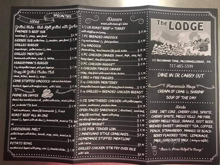 The Lodge Restaurant - McConnellsburg, PA menu_pic