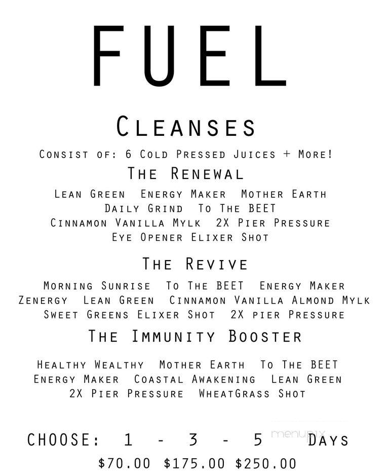 Fuel Juice - Costa Mesa, CA menu_pic