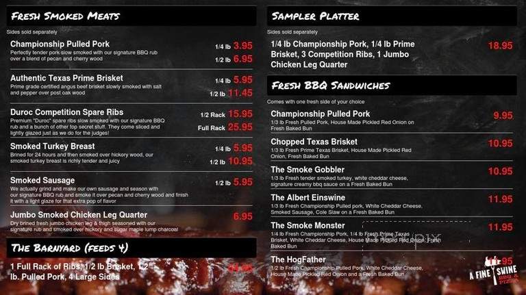 A Fine Swine BBQ and Pizza - Mount Vernon, IL menu_pic