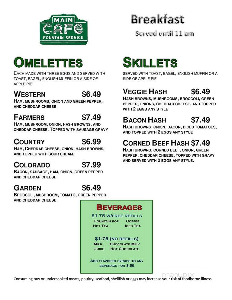 Alma's Main Cafe - Alma, MI menu_pic