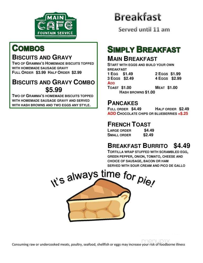 Alma's Main Cafe - Alma, MI menu_pic