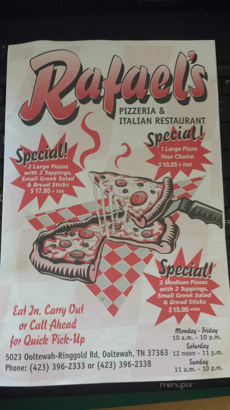 Rafael's Pizzeria & Italian Restaurant - Lafayette, TN menu_pic