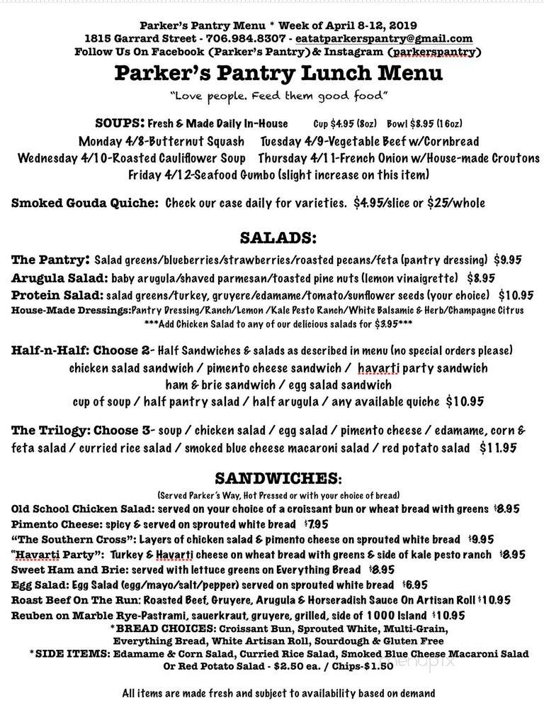 Parkers Pantry - Columbus, GA menu_pic