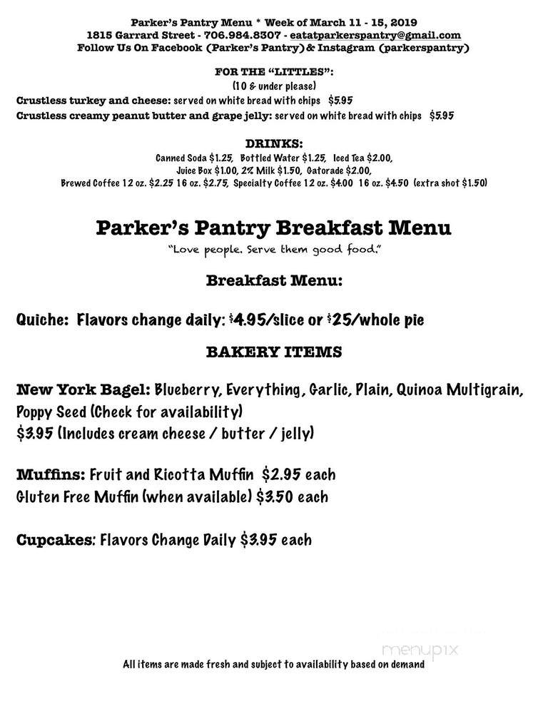 Parkers Pantry - Columbus, GA menu_pic