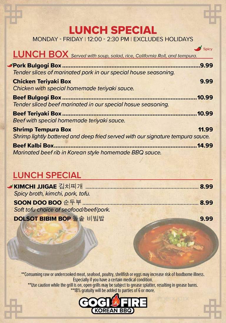 bop and gogi menu