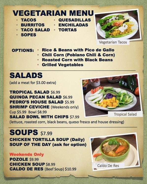Pedro's Cocina Mexicana - Pleasant View, TN menu_pic