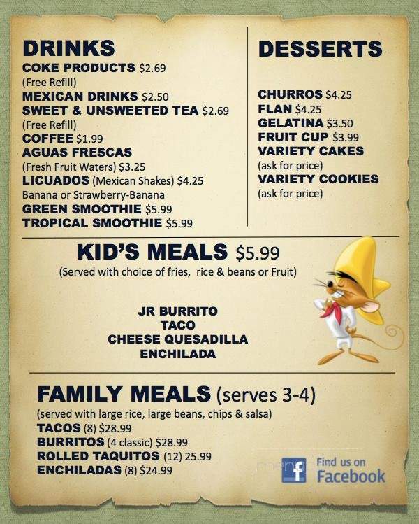 Pedro's Cocina Mexicana - Pleasant View, TN menu_pic