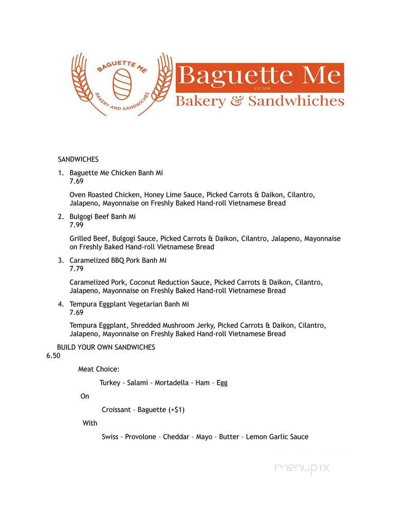 Baguette Me - Costa Mesa, CA menu_pic