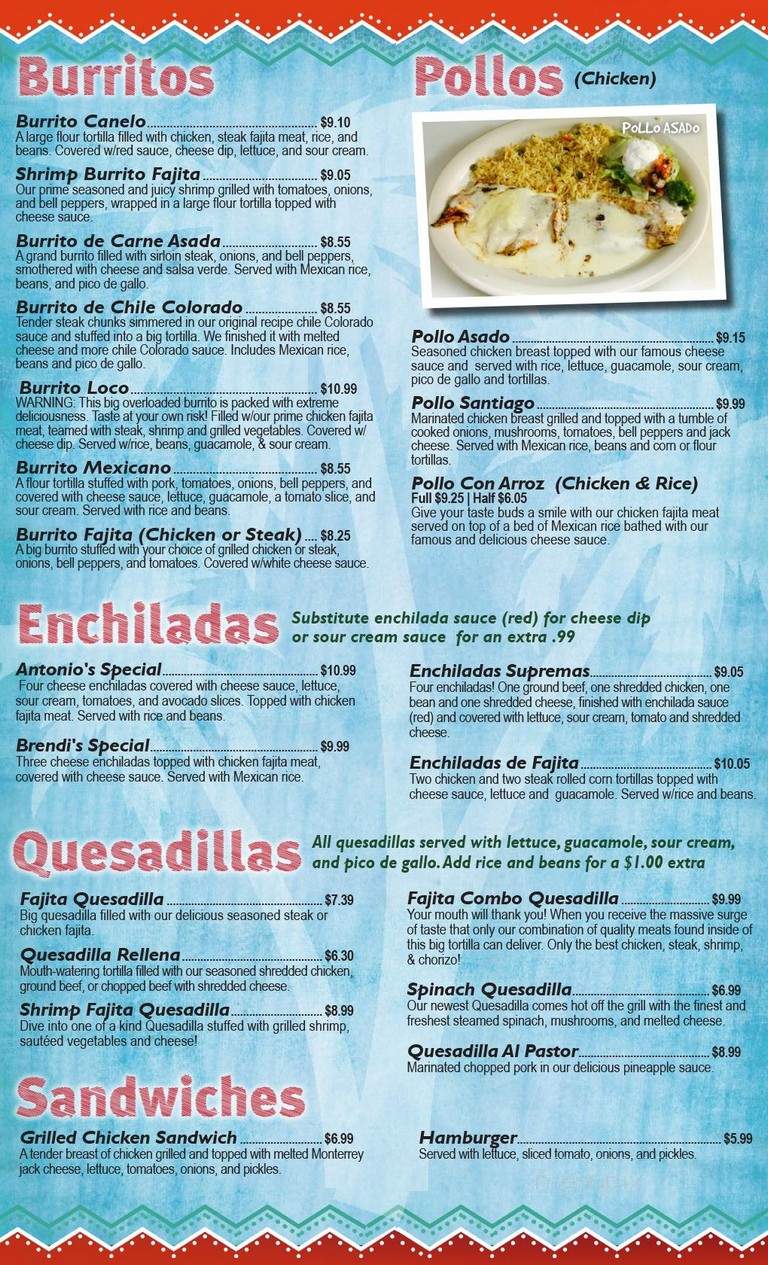 Santiago Mexican Restaurant - Magnolia, AR menu_pic