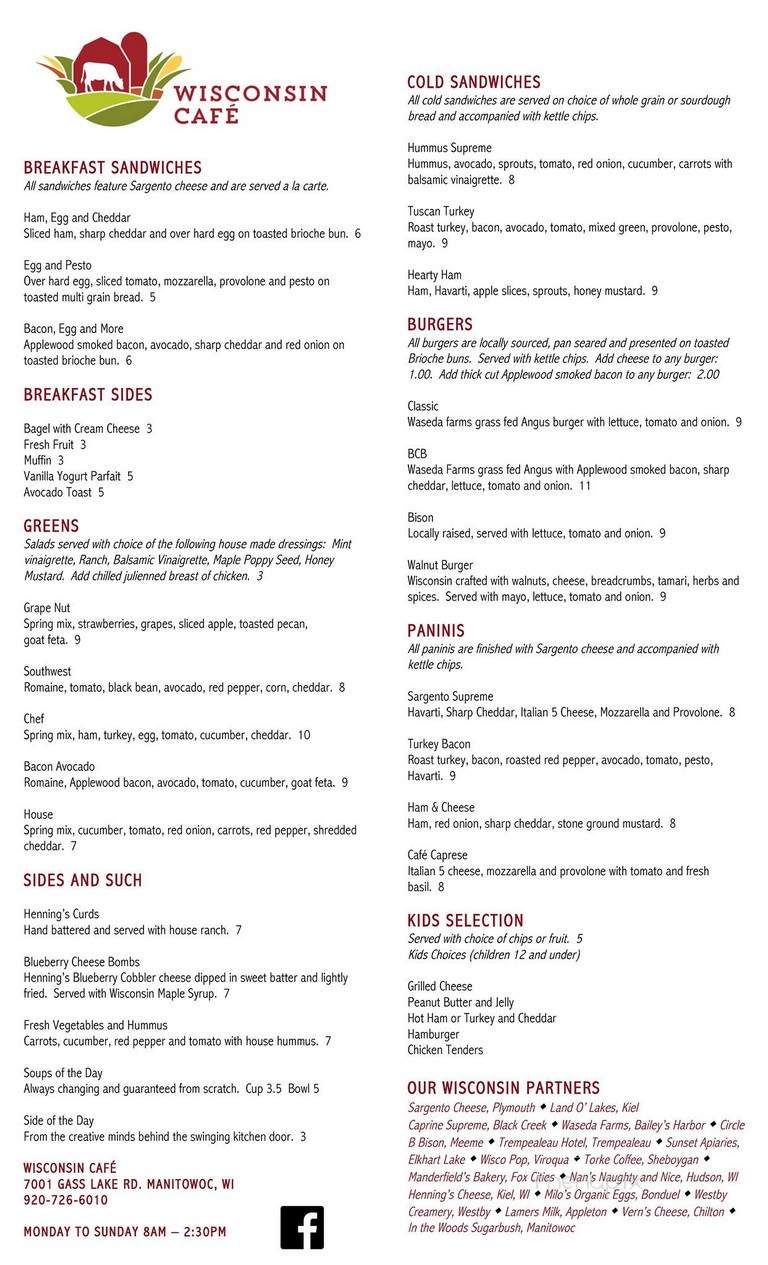 Wisconsin cafe - Manitowoc, WI menu_pic