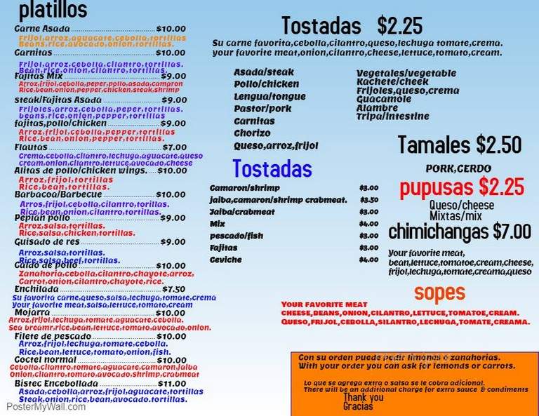 Taquria Monja Blanca - Sioux City, IA menu_pic