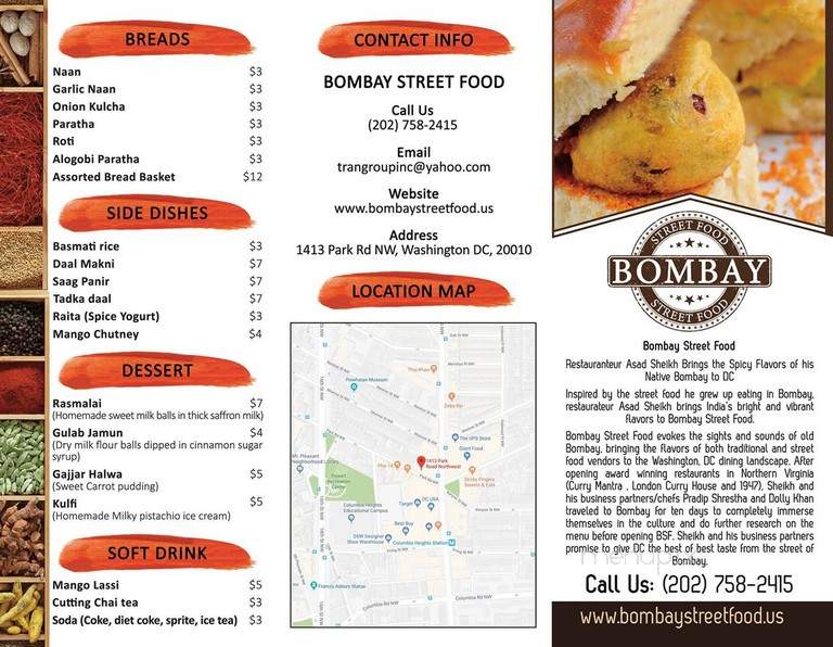 Bombay Street Food - Washington, DC menu_pic