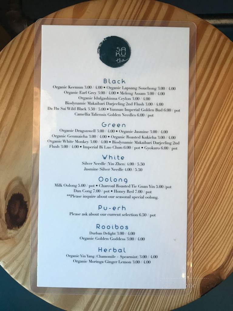 11th Hour Tea & Coffee Bar - Bellingham, WA menu_pic