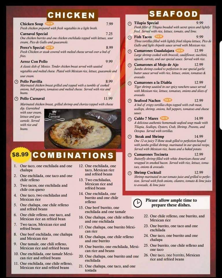 El Carnaval - Licking, TX menu_pic
