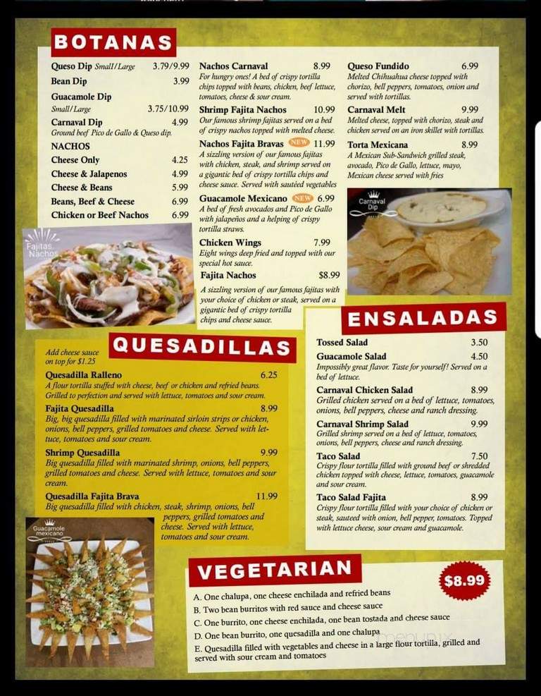El Carnaval - Licking, TX menu_pic