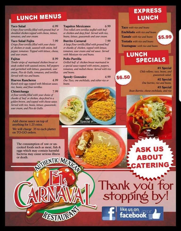 El Carnaval - Licking, TX menu_pic
