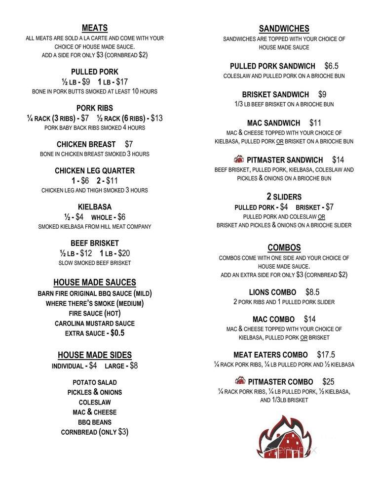 Barn Fire barbecue - Saint Helens, OR menu_pic