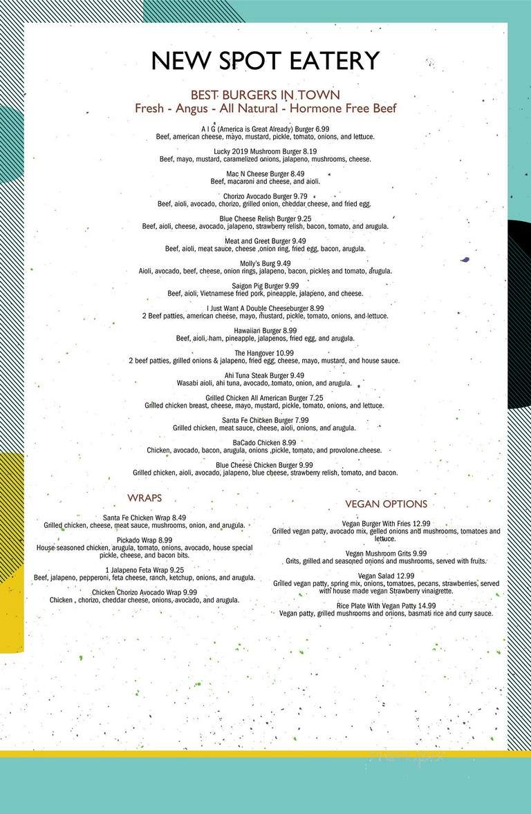 New spot eatery online