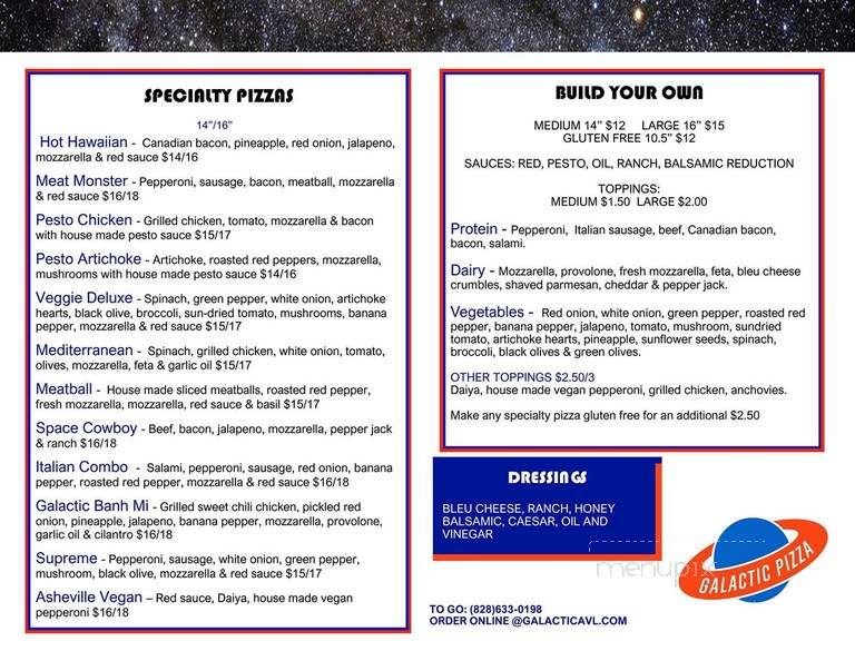 Galactic Pizza - Asheville, NC menu_pic
