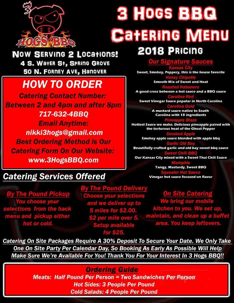3 Hogs BBQ Spring Grove - Spring Grove, PA menu_pic