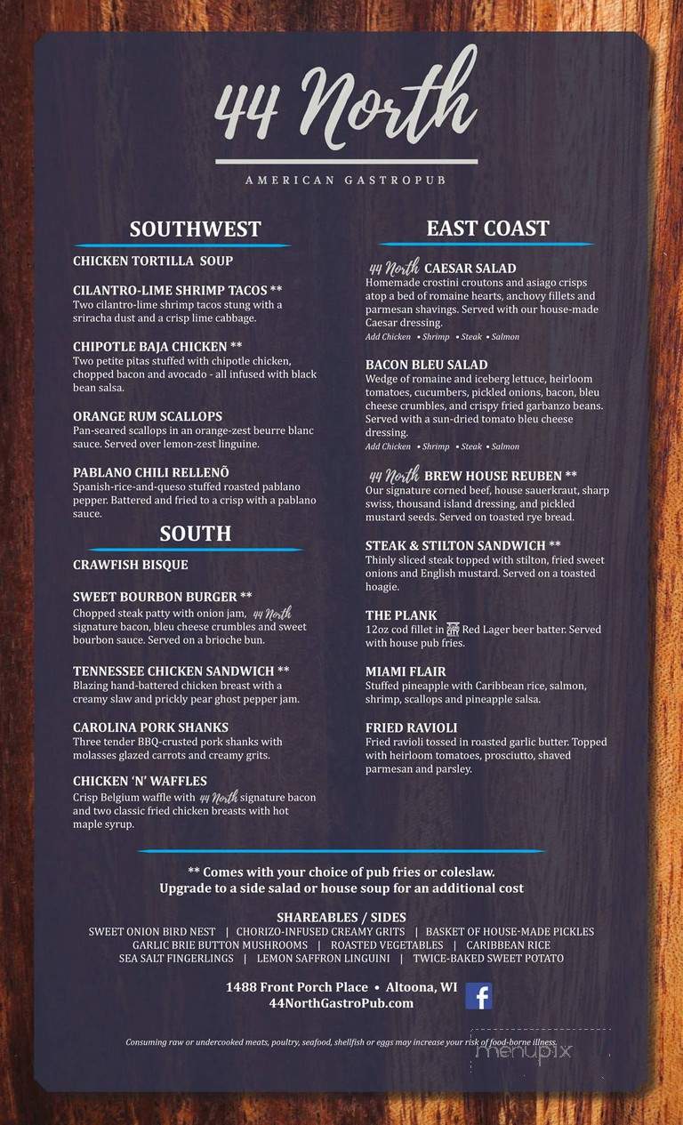 44 North - Altoona, WI menu_pic