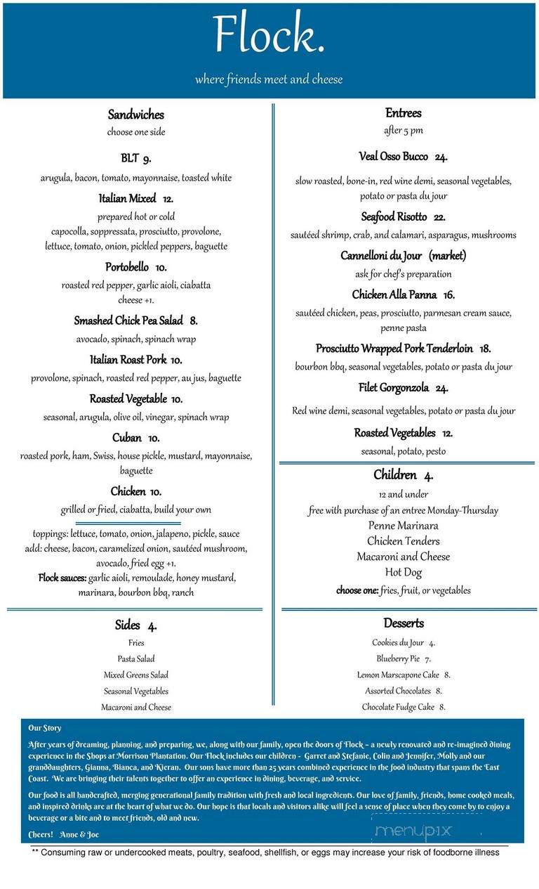 Flock - Mooresville, NC menu_pic