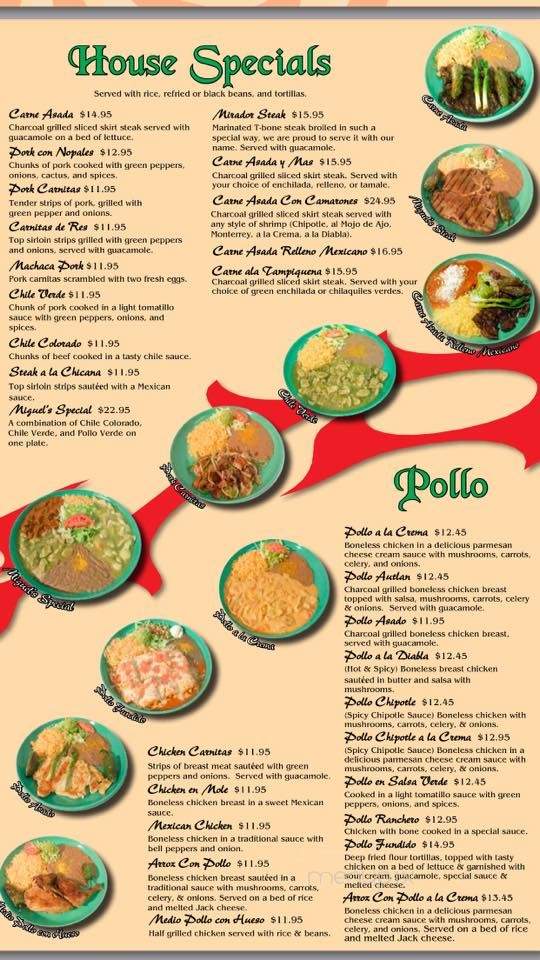 Mirador - Salem, OR menu_pic