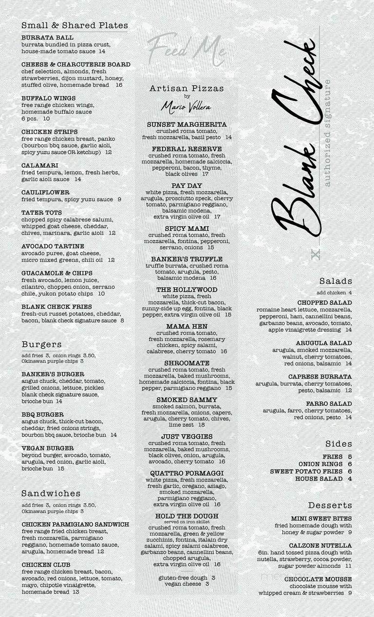 Blank Check - West Hollywood, CA menu_pic