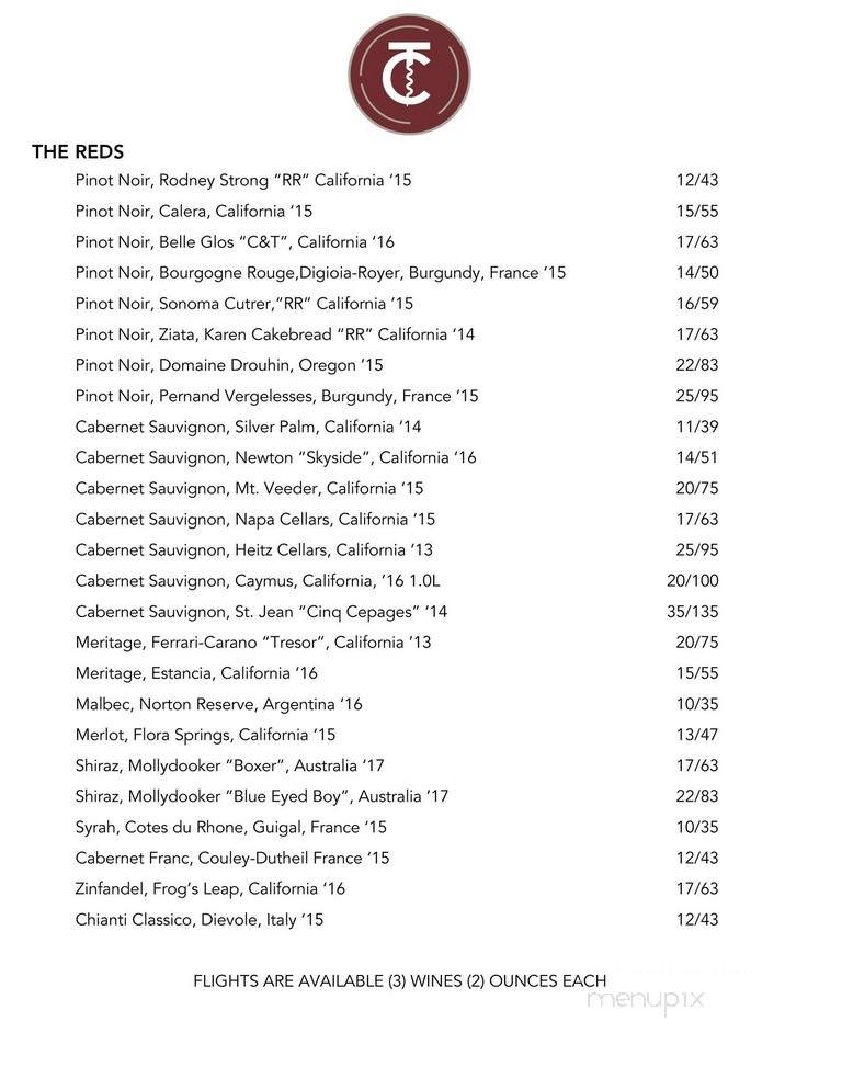 Cork + Table Kitchen and Bar - Plymouth, MA menu_pic