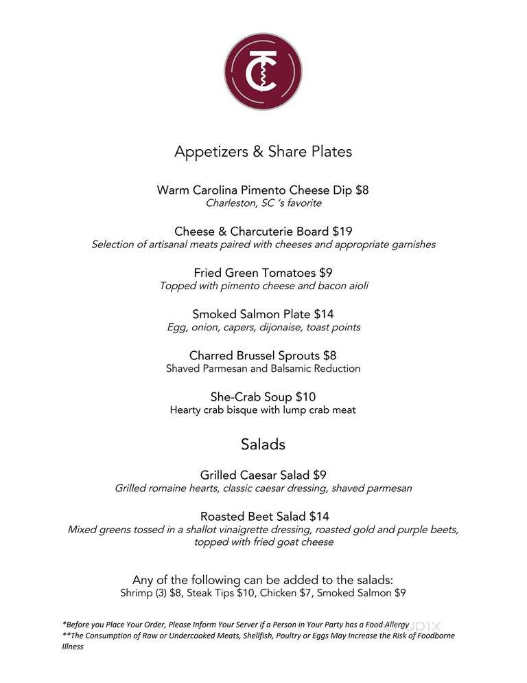 Cork + Table Kitchen and Bar - Plymouth, MA menu_pic