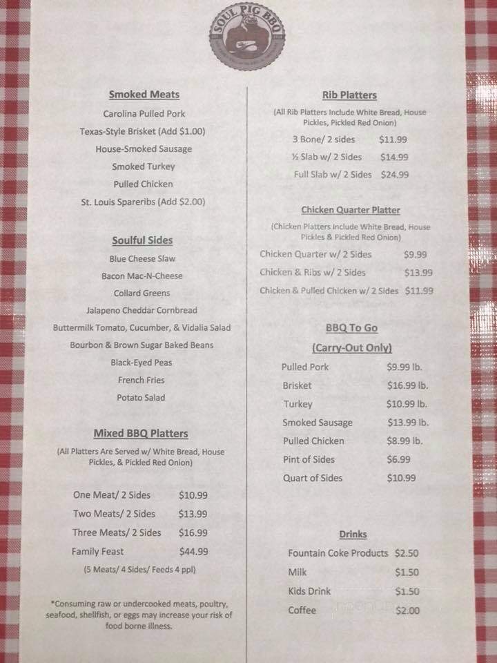 Soul Pig BBQ - Decatur, IN menu_pic