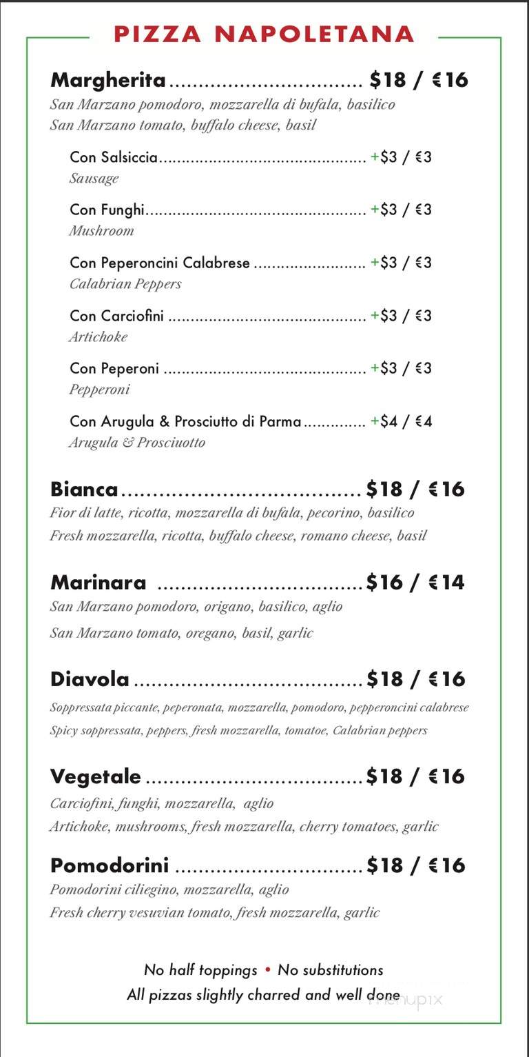 Positano Pizza Napoletana - Newnan, GA menu_pic