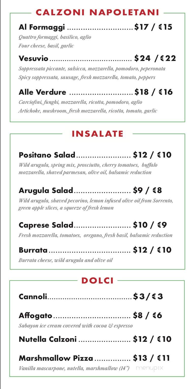 Positano Pizza Napoletana - Newnan, GA menu_pic