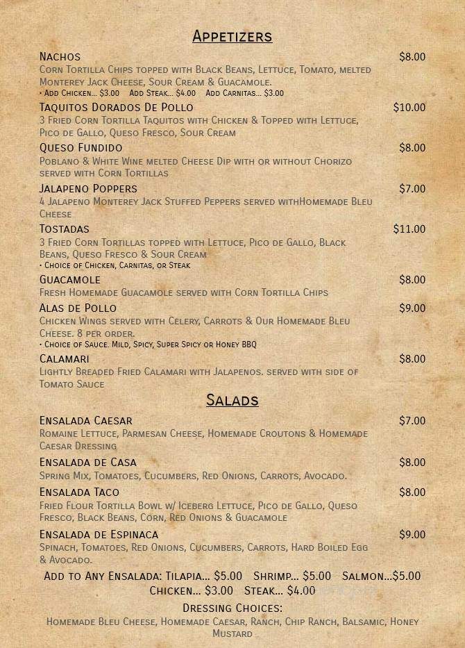Plaza Vazquez - Stowe, PA menu_pic