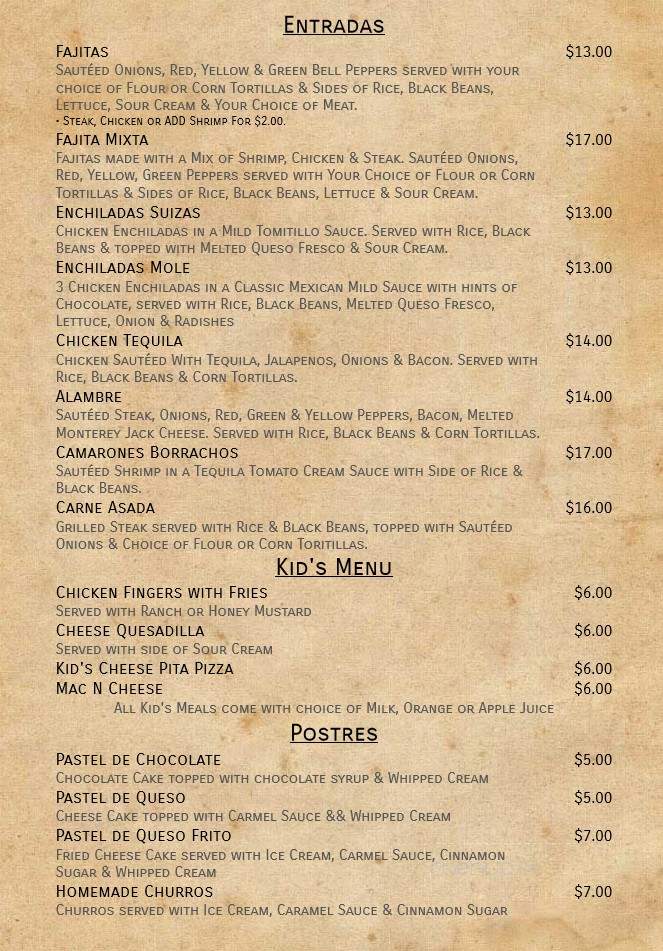 Plaza Vazquez - Stowe, PA menu_pic