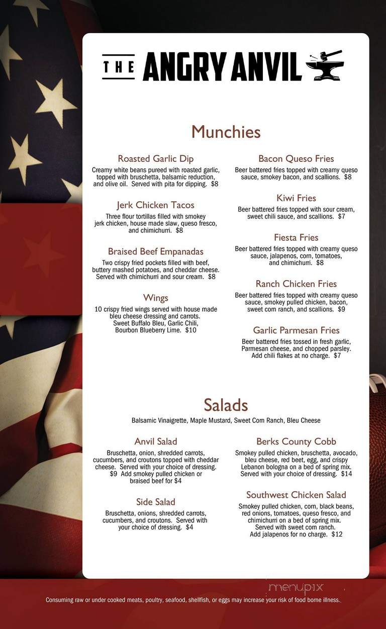 The Angry Anvil - Birdsboro, PA menu_pic