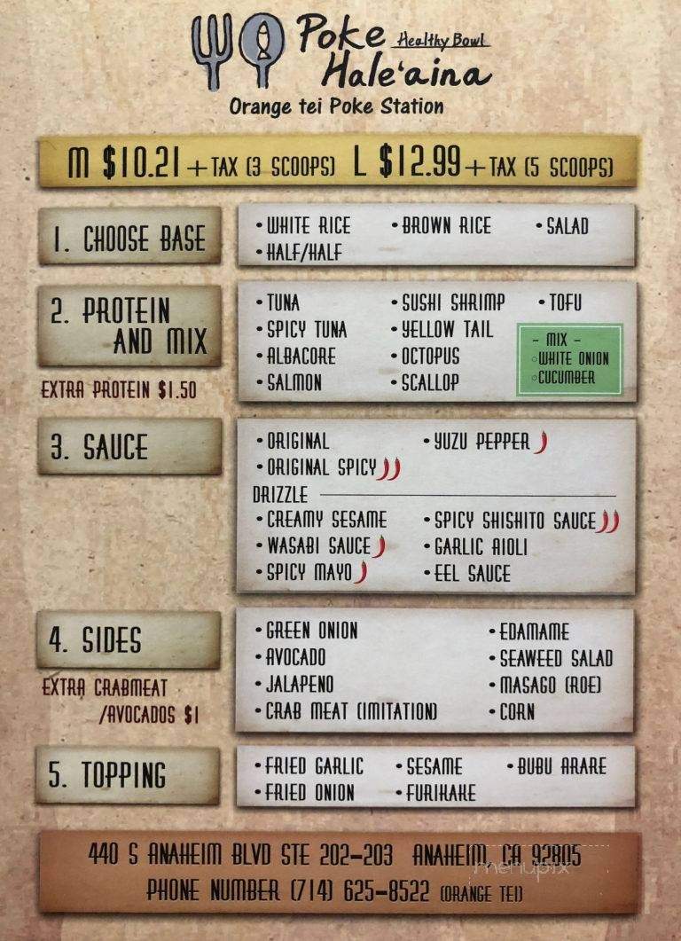 Poke Hale'aina - Anaheim, CA menu_pic
