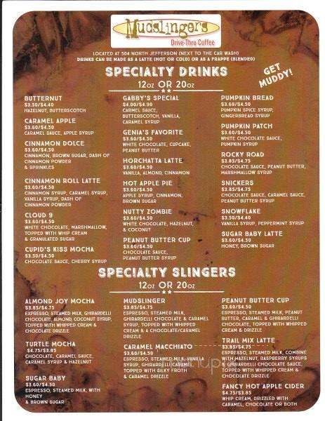Mudslinger's Coffee - Indianola, IA menu_pic