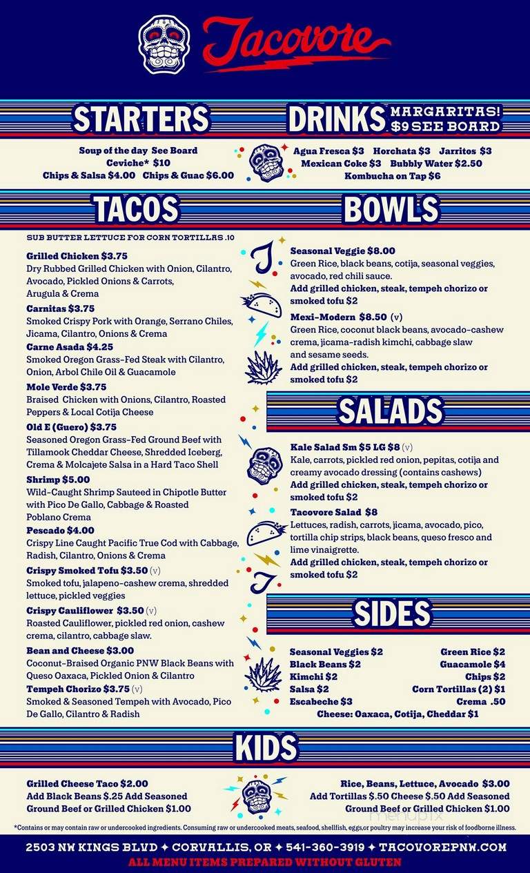 Tacovore - Corvallis, OR menu_pic