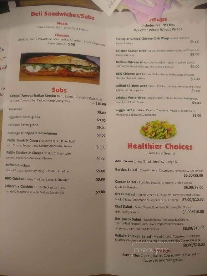 Cozzy's Place - Kent, CT menu_pic