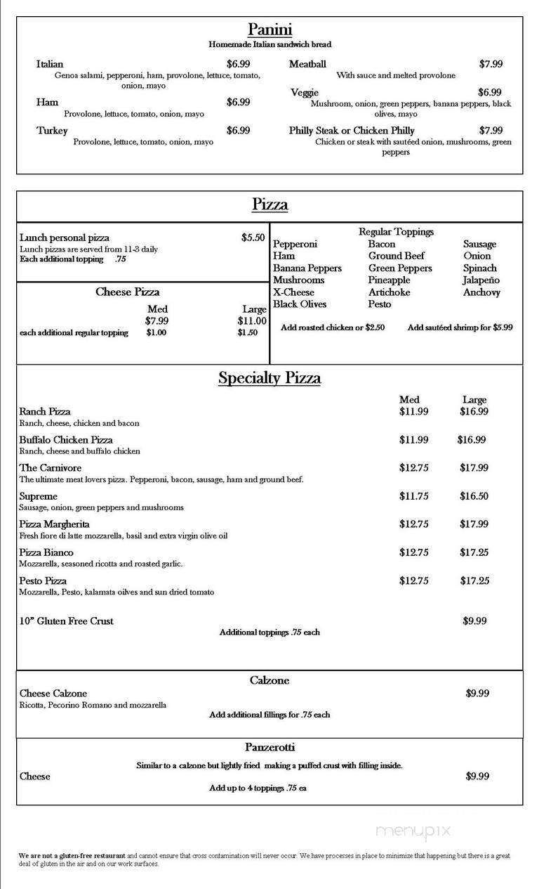 Laura's Pizza and Trattoria - Burnsville, NC menu_pic