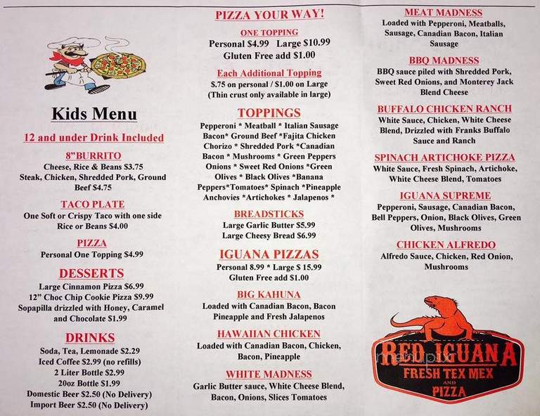 Red Iguana - Hinton, OK menu_pic