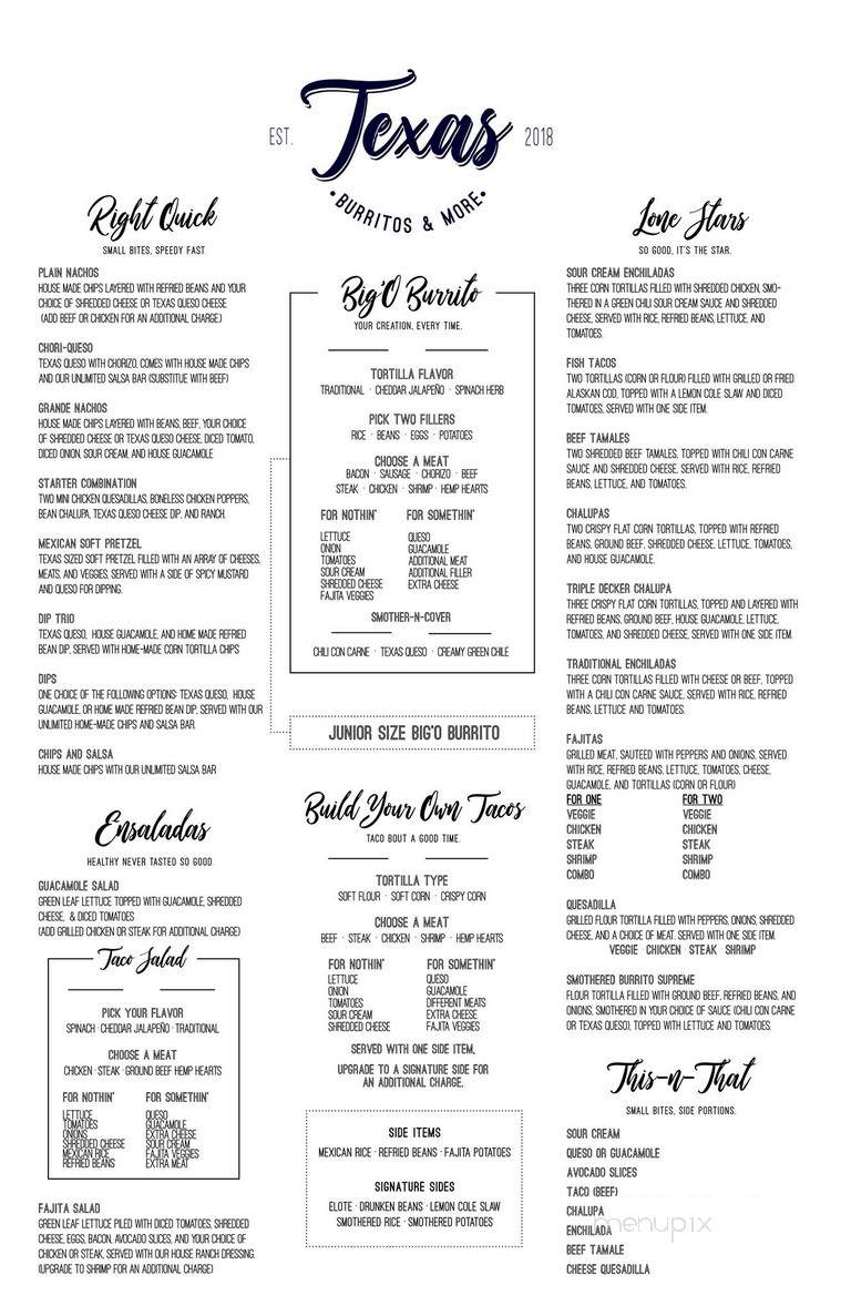 Texas Burritos & More - Jonesborough, TN menu_pic