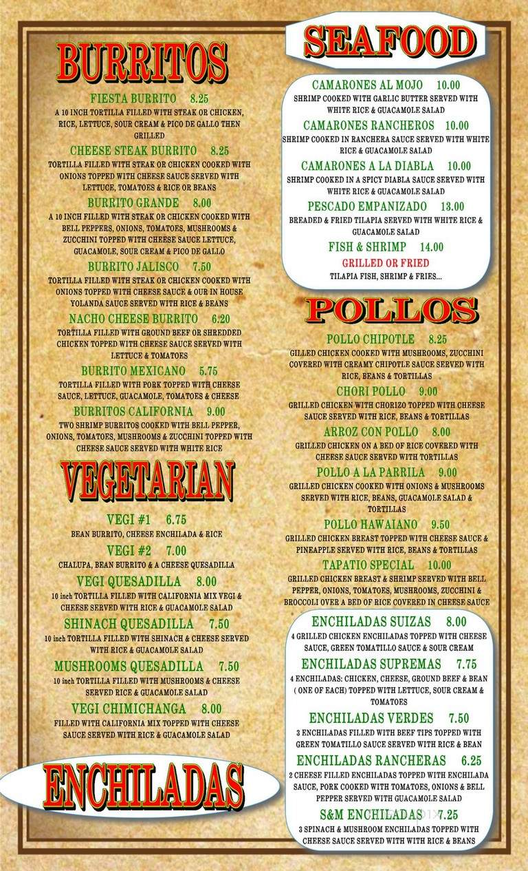 Fiesta Time Grill - Rockwood, TN menu_pic