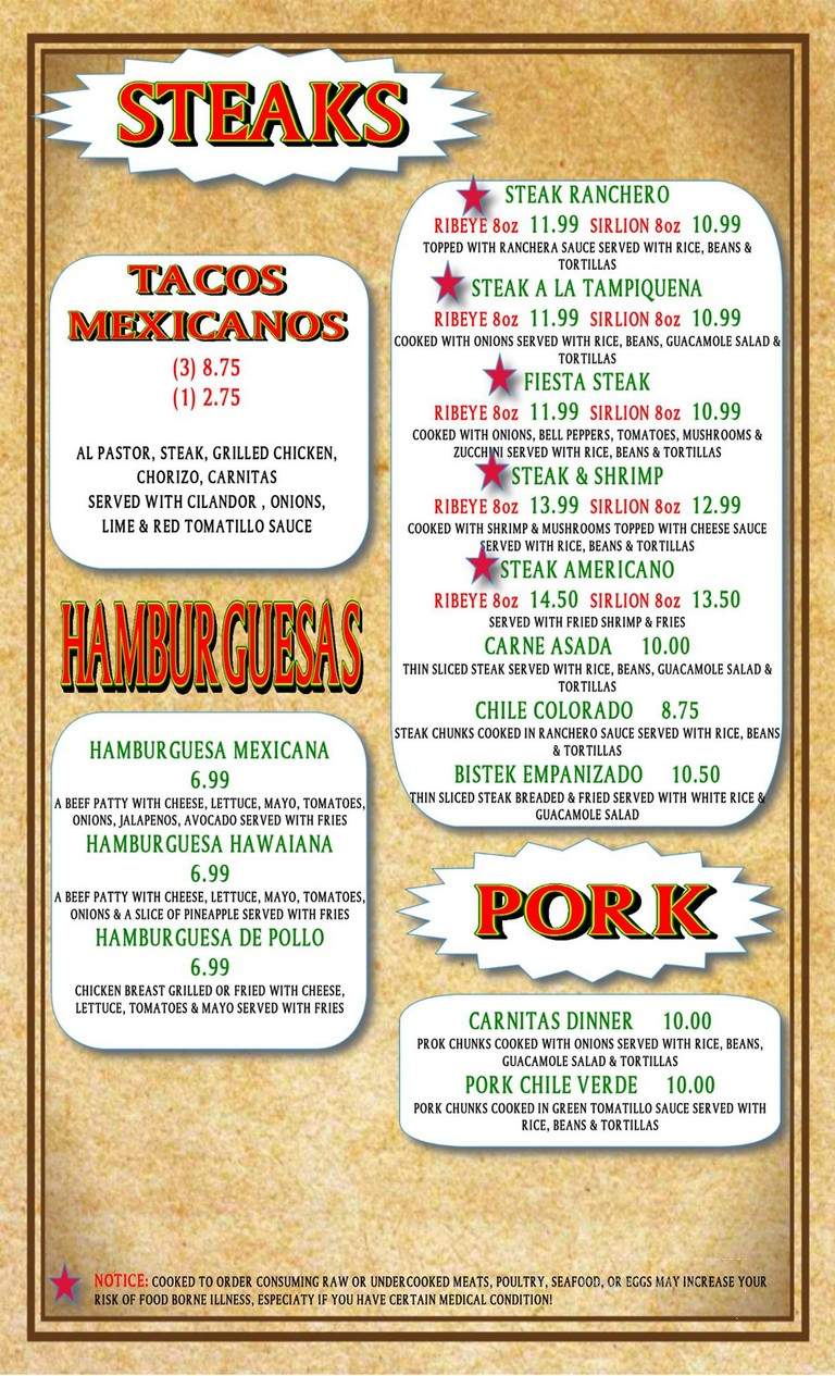 Fiesta Time Grill - Rockwood, TN menu_pic