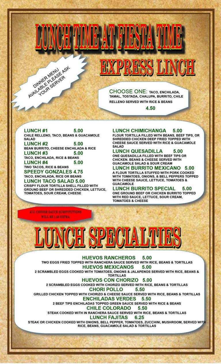 Fiesta Time Grill - Rockwood, TN menu_pic