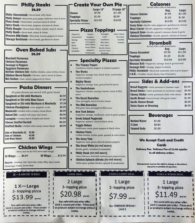 Tommy Pepper's Pizza Deli - Fort Myers, FL menu_pic